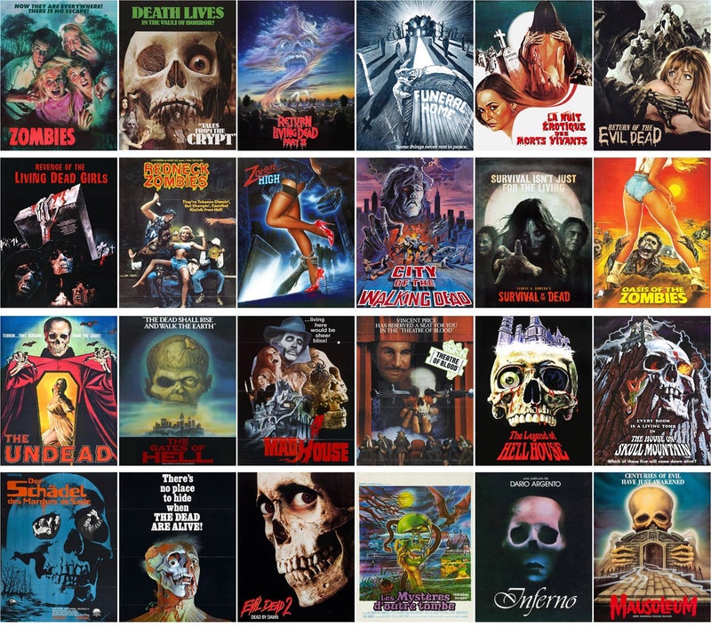 PIXILUV Vintage PostCards 24 pcs Zombien Skeletons Undead Vintage Horror Movie Poster - Image 2